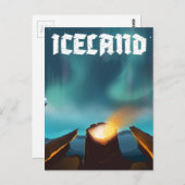 IJsland aurora borealis reisposter Briefkaart (Voorkant / Achterkant)