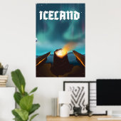 IJsland aurora borealis Reisposter Poster (Thuiskantoor)