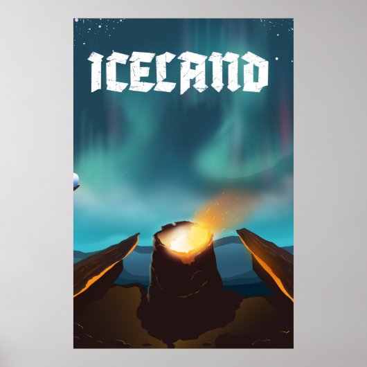 IJsland aurora borealis Reisposter Poster (Voorkant)