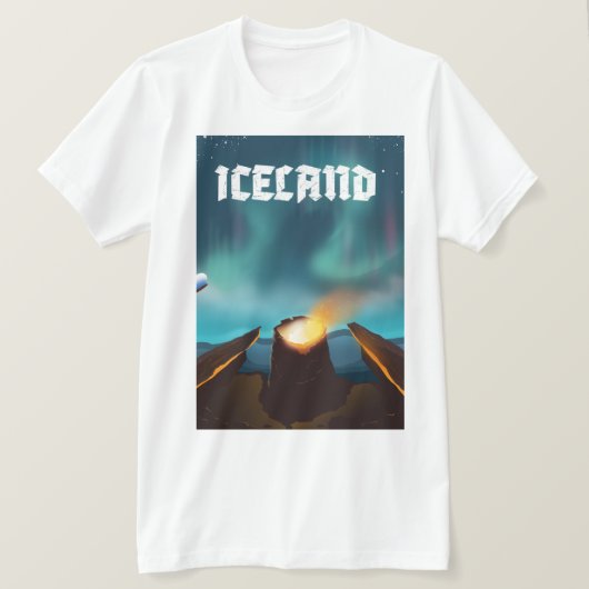 IJsland aurora borealis reisposter T-shirt (Design voorkant)