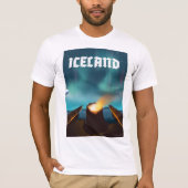 IJsland aurora borealis reisposter T-shirt (Voorkant)