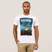 IJsland aurora borealis reisposter T-shirt (Voorkant volledig)