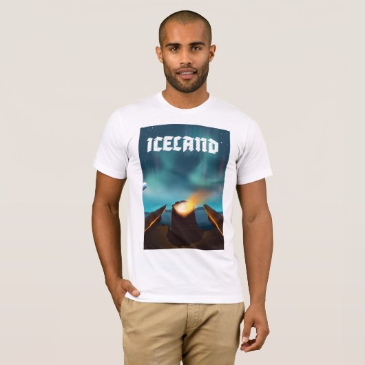IJsland aurora borealis reisposter T-shirt (Voorkant volledig)