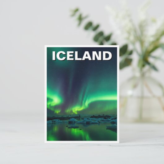 IJsland Aurora Noorderlicht Reizen Briefkaart (Staand voorkant)