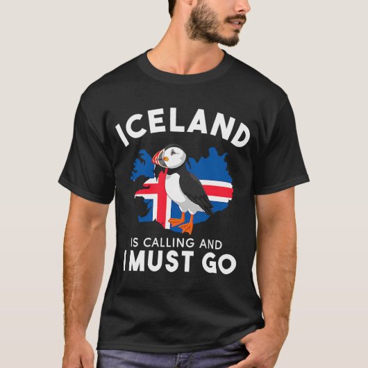 IJsland belt en ik moet gaan, bergen volcan T-shirt (Voorkant)