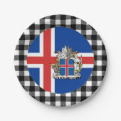 IJsland Bord, buffelpleister en IJslandse vlag Papieren Bordje (Voorkant)