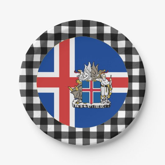 IJsland Bord, buffelpleister en IJslandse vlag Papieren Bordje (Voorkant)