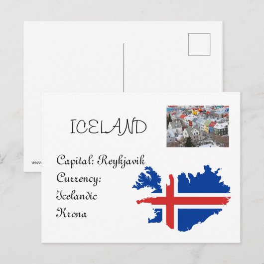 IJsland Briefkaart (Voorkant / Achterkant)
