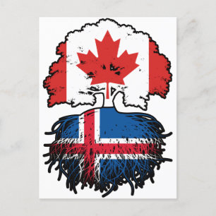 IJsland - Canadese vlag voor boomstammen Briefkaart