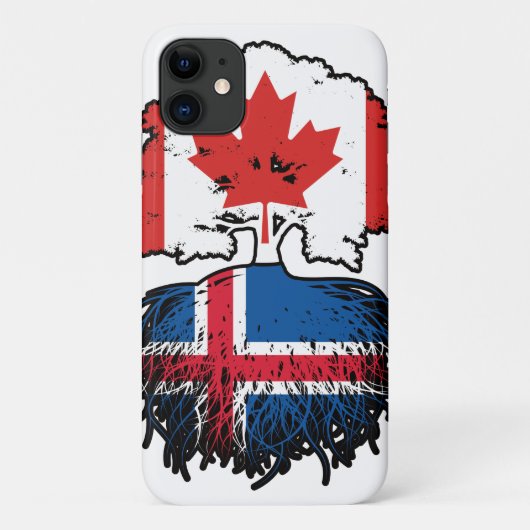 IJsland - Canadese vlag voor boomstammen Case-Mate iPhone Case (Achterkant)