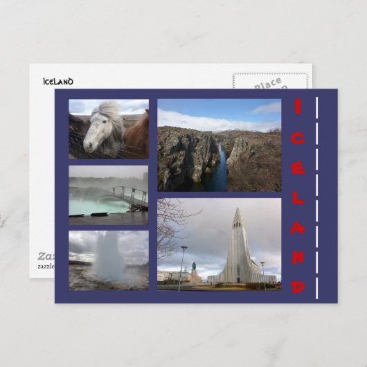 IJsland Collage 1 Briefkaart (Voorkant / Achterkant)