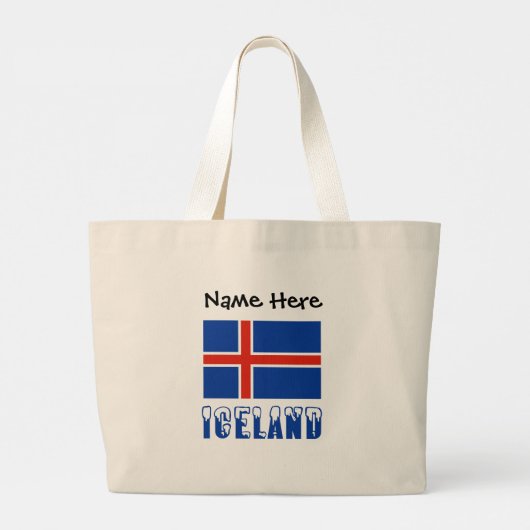 IJsland en IJsland vlag met Jouw naam Grote Tote Bag (Achterkant)