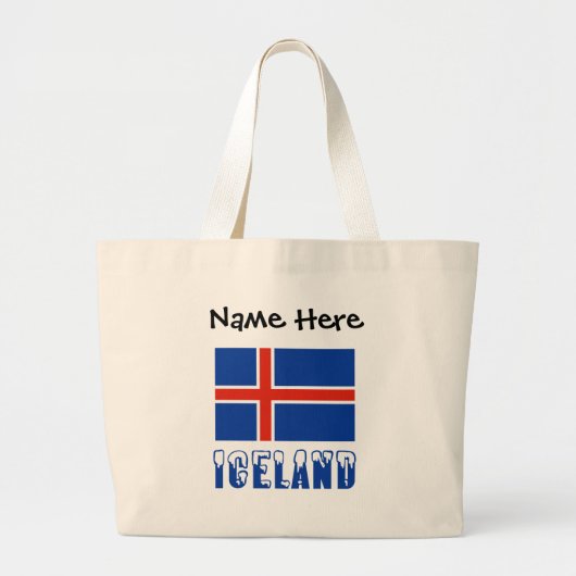 IJsland en IJsland vlag met Jouw naam Grote Tote Bag (Voorkant)
