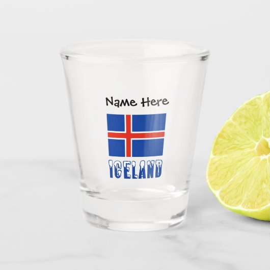 IJsland en IJslandse vlag met Jouw naam Shot Gla Shot Glas (Voorkant)