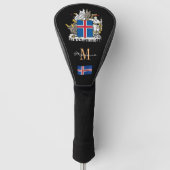 IJsland en vlaggen monogrammed Golf Clubs Hoesjes Golfheadcover (Voorkant)
