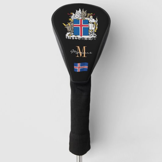 IJsland en vlaggen monogrammed Golf Clubs Hoesjes Golfheadcover (Voorkant)