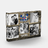 IJsland familie fotoblok, IJslandse vlag, hout Fotoblokken (Links)