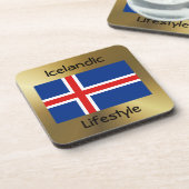 IJsland Flag+Text Onderzetter (Linkerzijde)