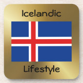 IJsland Flag+Text Onderzetter (Voorkant)