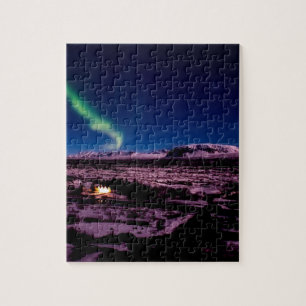 IJsland groene noorderlicht lucht Legpuzzel
