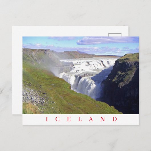 IJsland Gullfoss Waterfall uitzicht briefkaart (Voorkant / Achterkant)