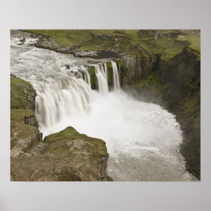 IJsland. Hafragilsfoss-waterval in Poster