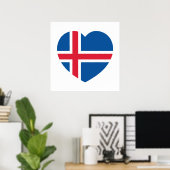 IJsland Hart Vlag Poster (Thuiskantoor)