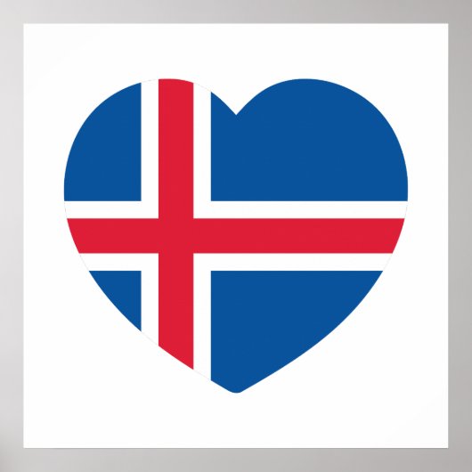IJsland Hart Vlag Poster (Voorkant)