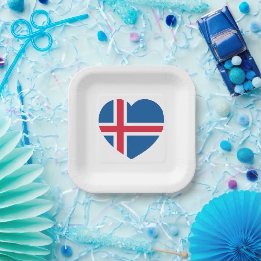 IJsland - hartvlag Papieren Bordje (Feest)