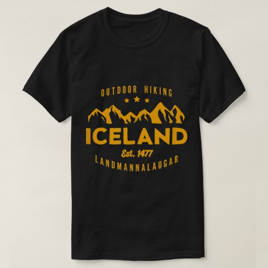 IJsland Hiking LANDMANNALAUGAR Est. 1477 T-shirt (Design voorkant)