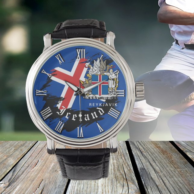IJsland horloge, moderne IJslandse vlag Horloge (Creator heeft geüpload)