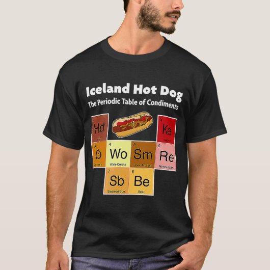 IJsland Hotdog Viking Cuisine Mustard Periodic Fas T-shirt (Voorkant)