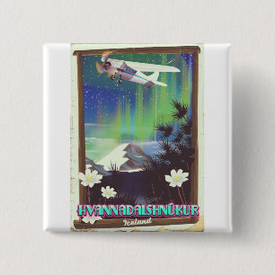 IJsland Hvannadalshnúkur Vierkante Button 5,1 Cm