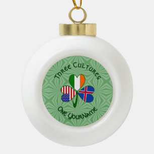 IJsland Ierland VS Klavertje Vier Vlag Persoonlijk Keramische Bal Ornament