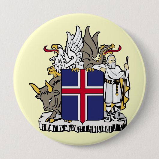 IJsland, IJsland Ronde Button 4,0 Cm (Voorkant)