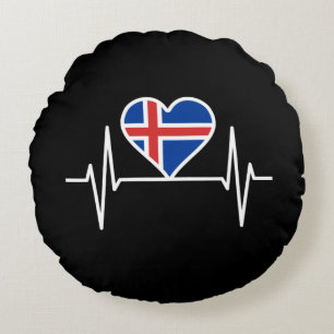 IJsland - IJsland Vlag Hartslag Rond Kussen