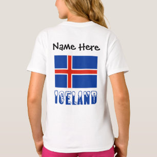 IJsland IJslandse Vlag Zwart Personalisatie  T-shirt