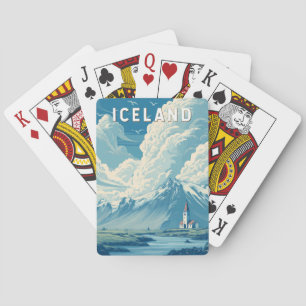 IJsland Illustratie Reis Kunst Vintage Pokerkaarten