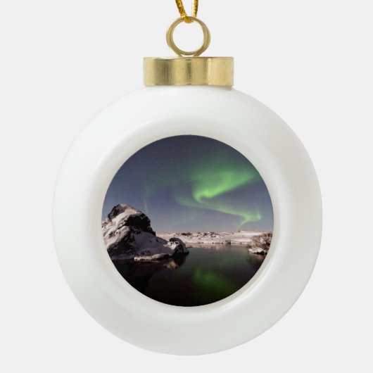 IJsland in de winter Keramische Bal Ornament (Voorkant)
