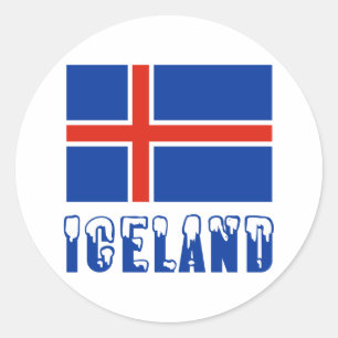 IJsland in letters met sneeuwkap en IJslandse vlag Ronde Sticker
