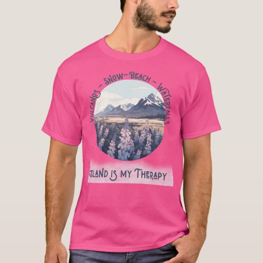 IJsland is mijn therapie - Vulcanos Snow Beach Wat T-shirt (Voorkant)