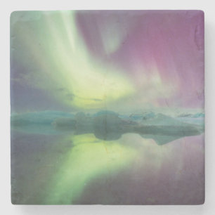 IJsland, Jokulsarlon. Aurora Lichten Weerspiegelen Stenen Onderzetter