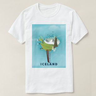 IJsland Kaart Afbeelding reisposter. T-shirt