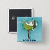 IJsland Kaart Afbeelding reisposter. Vierkante Button 5,1 Cm (Voorkant /achterkant)
