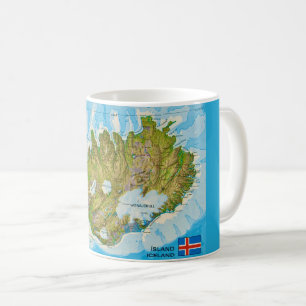 IJsland Kaart Ansichtkaart Koffiemok