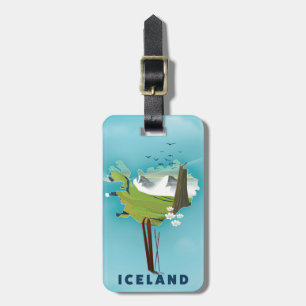 IJsland Kaart Illustratie reisposter. Bagagelabel