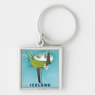 IJsland Kaart Illustratie reisposter. Sleutelhanger