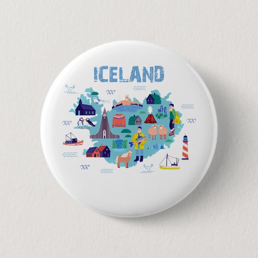 IJsland kaart Ronde Button 5,7 Cm (Voorkant)