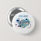 IJsland kaart Ronde Button 5,7 Cm (Voorkant /achterkant)