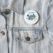 IJsland kaart Ronde Button 5,7 Cm (In situ)